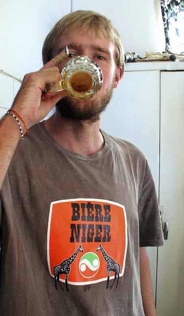 Karl tastes the goods