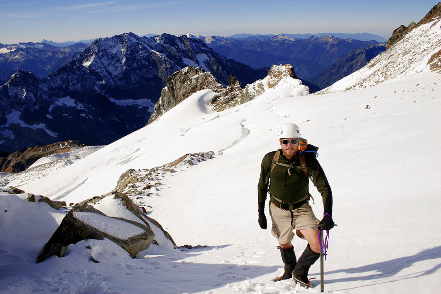 Looking down the Sahale Glacier