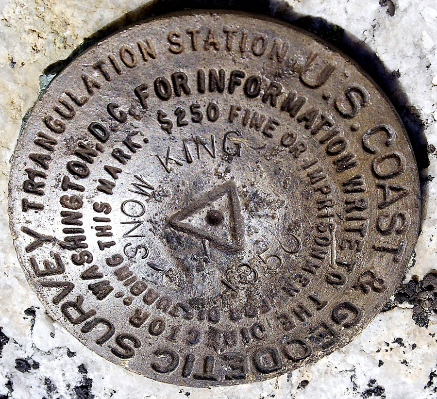 U.S. Coast & Geographic Survey marker on summit