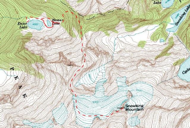 Map Northwest Route: The dashed line is the route we took. The solid line represents a better route around Hamar lake.