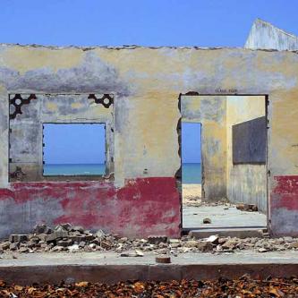 An old school house on the beach