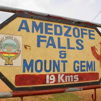 Sign for Amedzofe Falls and Mount Gemi