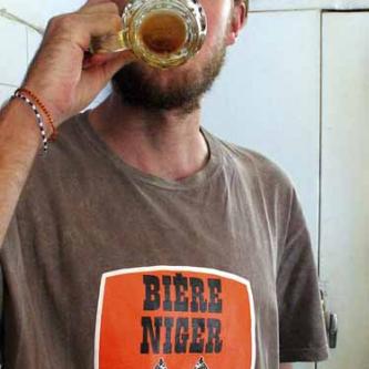 Karl tastes the goods