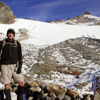 Greg at the base of Sahale Glacier