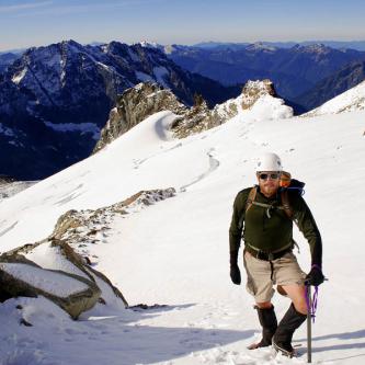 Looking down the Sahale Glacier